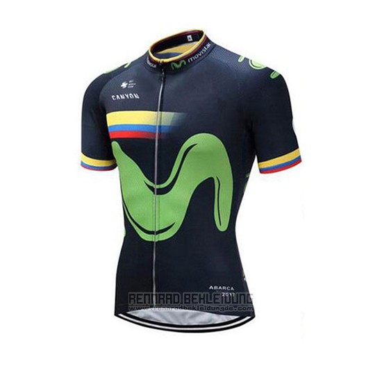 2018 Fahrradbekleidung Movistar Champion Kolumbien Trikot Kurzarm und Tragerhose - zum Schließen ins Bild klicken